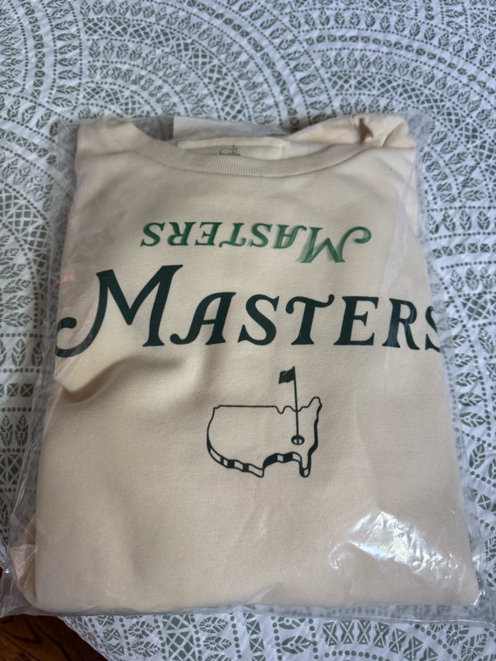Masters Logo Crewneck Sweatshirt - Cream with Green Print
